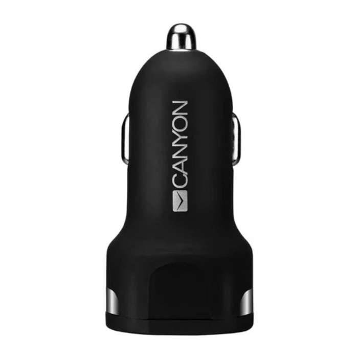 CANYON C-07 Car Charger  3-Port USB-A, QC 3.0 Fast Charging, 2.4A Output, Black