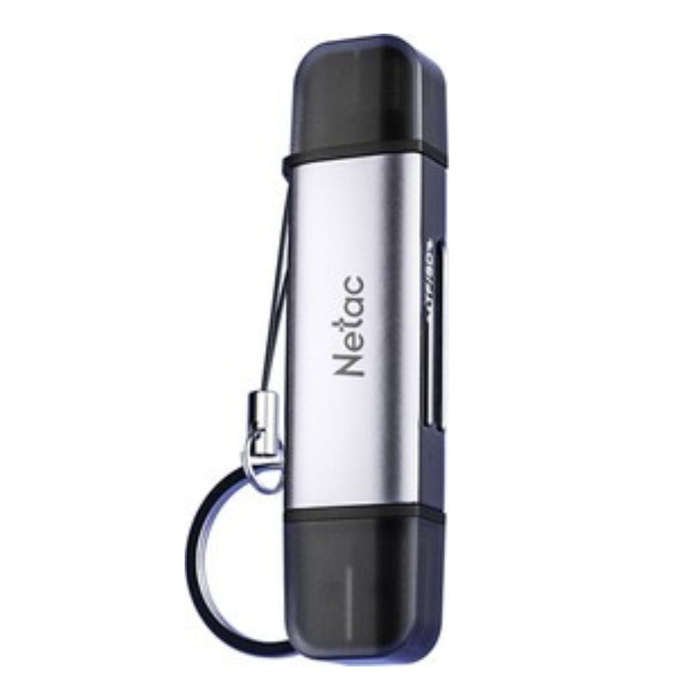 Netac WK13 USB 3.0 & Type-C Dual Interface Card Reader for SD/microSD Cards  Gray, High-Speed