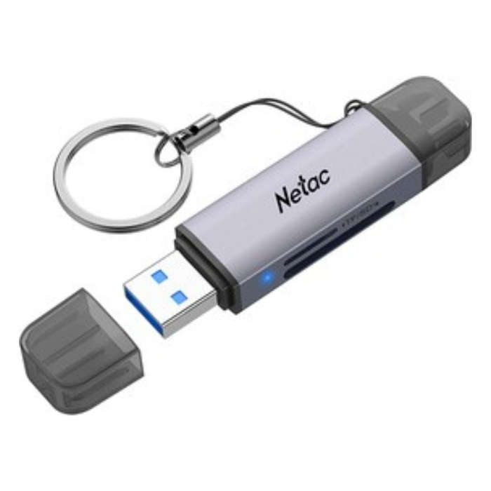 Netac WK13 USB 3.0 & Type-C Dual Interface Card Reader for SD/microSD Cards  Gray, High-Speed