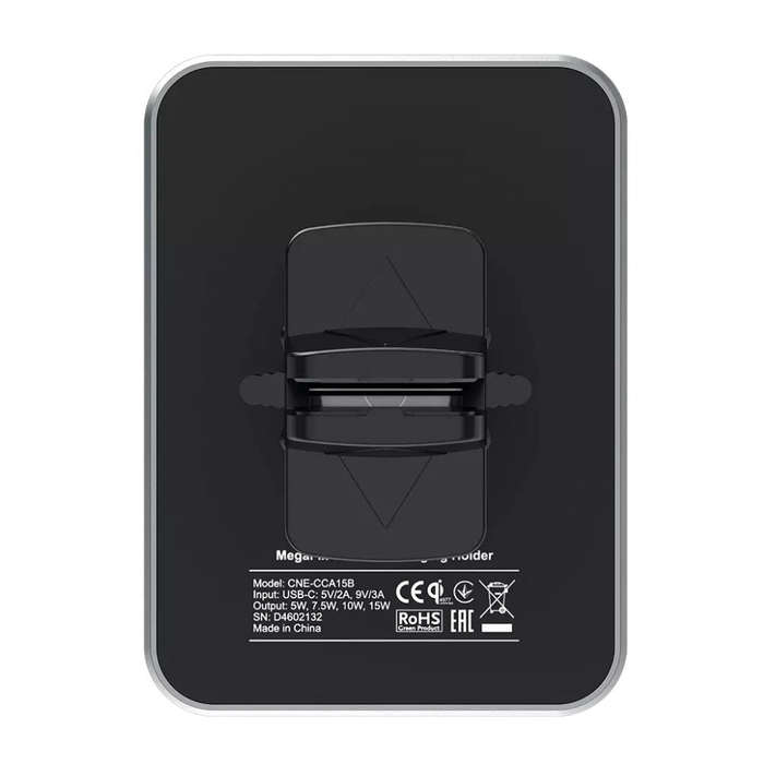 CANYON CH-15 Car Holder & Wireless Charger (MegaFix C-15)  15W Fast Charging, USB-C, Black
