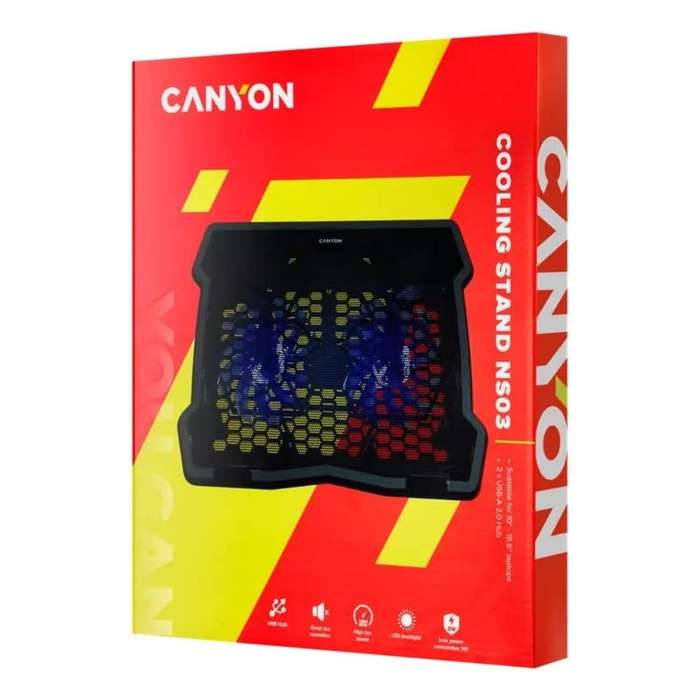 Canyon NS-03 Laptop Cooling Stand  Silent USB Fan Cooler for Laptops up to 15.6"  CNE-HNS03
