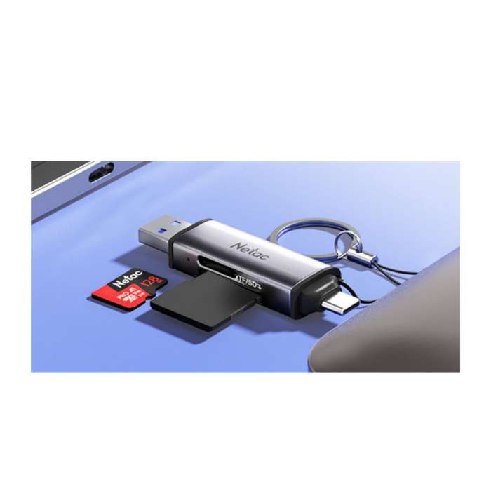 Netac WK13 USB 3.0 & Type-C Dual Interface Card Reader for SD/microSD Cards  Gray, High-Speed
