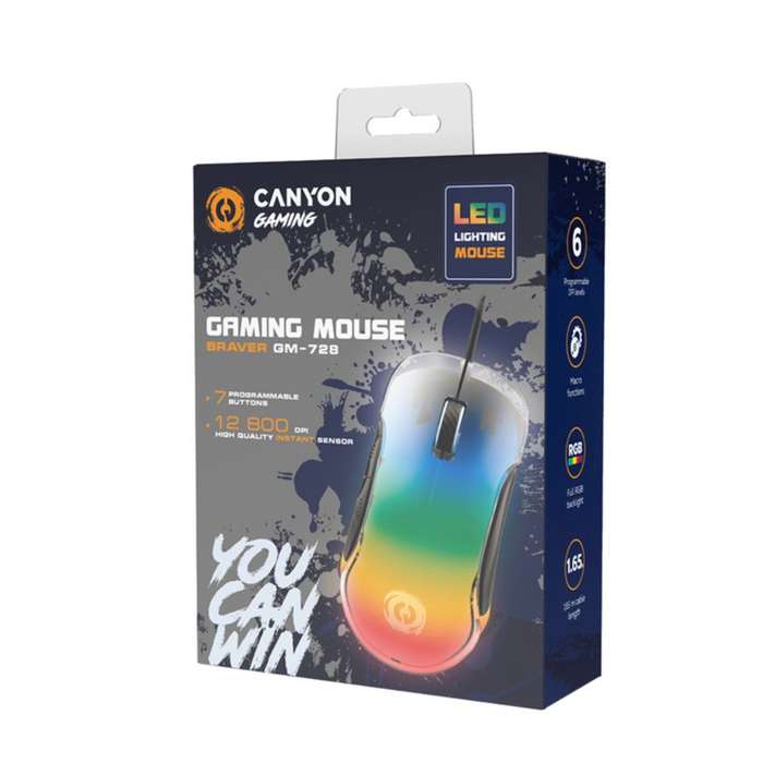 CANYON Gaming Mouse CND-SGM728  High-Precision Sensor, 7 Programmable Buttons, RGB Lighting