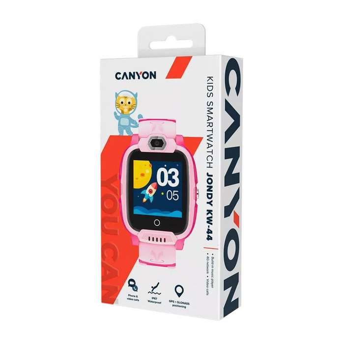 CANYON KW-44 Jondy 4G Kids Smartwatch  GPS Tracker, Camera, Music, SOS, Video Calls  Pink
