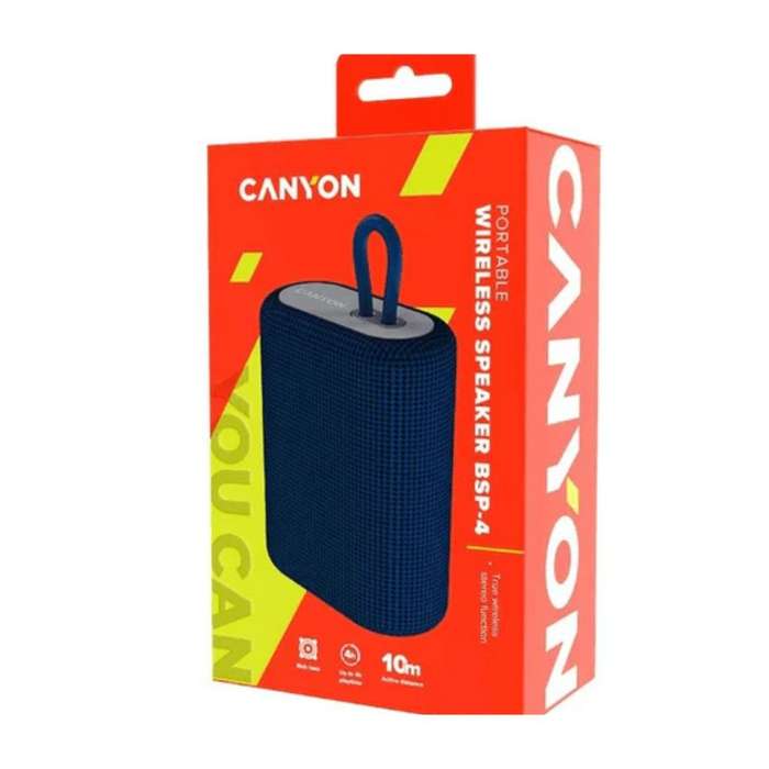 Canyon BSP-4 Bluetooth Speaker Blue (CNE-CBTSP4BL)  Portable, High-Quality Sound, Water-Resistant