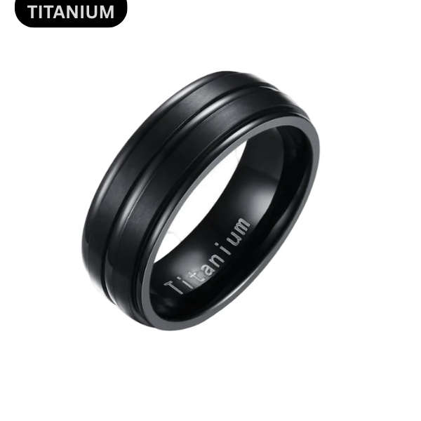 Mens 8mm Full Black Titanium Wedding Band