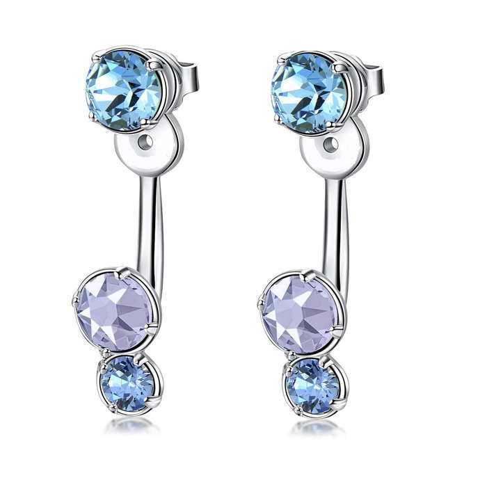 Amour Blue Jacket Earrings embellished with Crystals from Swarovski