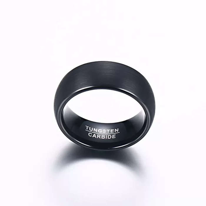 Domed Tungsten Carbide Ring in Full Black