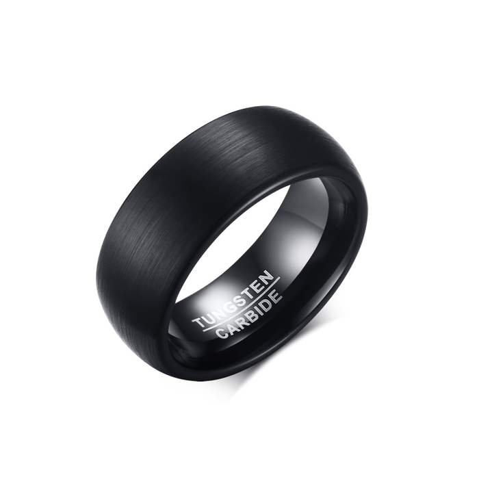 Domed Tungsten Carbide Ring in Full Black