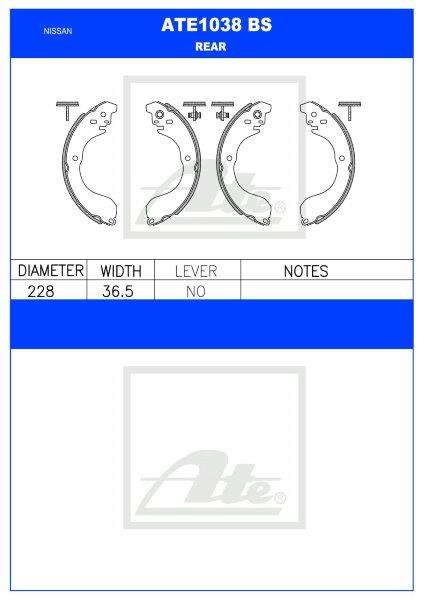 Nissan NV200  Rear Brake Shoes (ATE1038BS)
