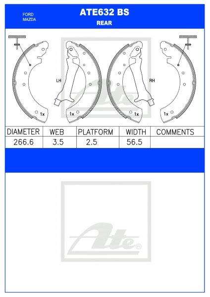 Ford Ranger II, Mazda BT-50  Rear Brake Shoes (ATE632BS)