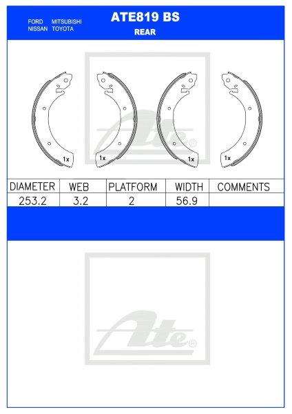 Hyundai H100, Nissan Hardbody, Ssangyong  Rear Brake Shoes (ATE819BS)