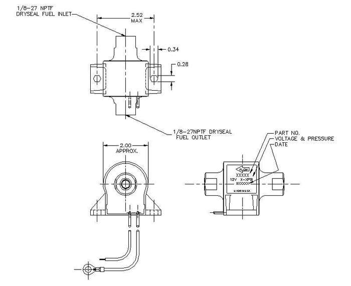 Facet 60104 12V Fuel Pump (60245 Kit)  Posi-Flo | 23 GPH, 1.54 PSI | With Check Valve