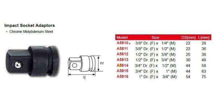 1 Drive (F) X 3/4 (M) Air Impact Adaptor AMPRO A5816