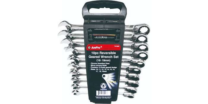 10Pc Reversible Gear Wrench Set (10-19Mm) AMPRO T41686