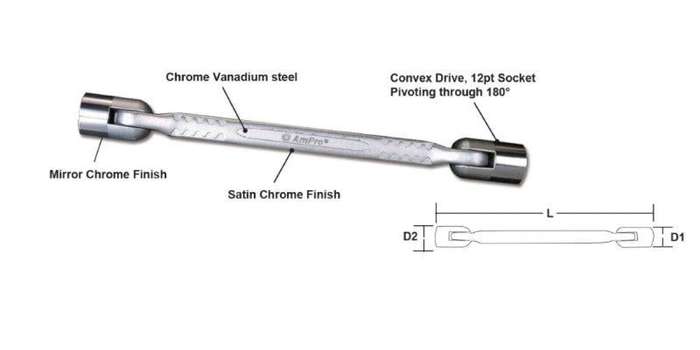 18Mm X 19Mm Swivel Socket Wrench AMPRO T40919