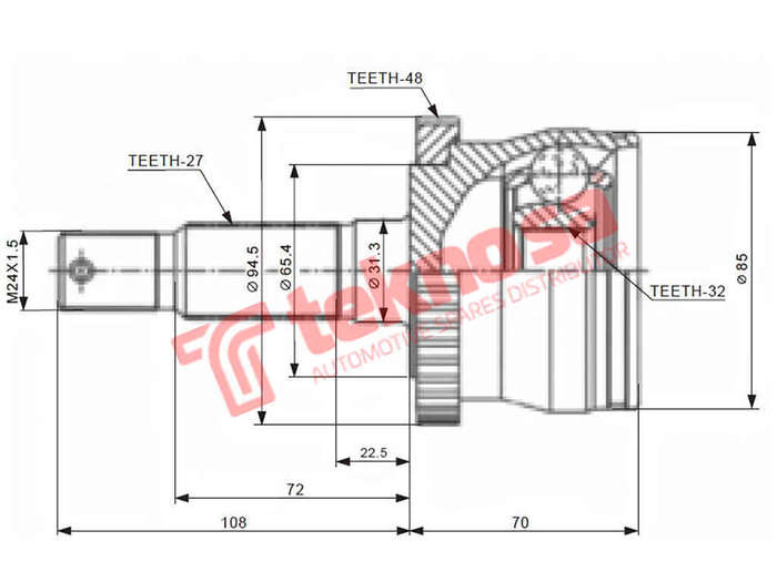 Outer Cv Joint Jeep Cherokee 1985-2001 Grand Cherokee 1998-2005 2.5Tdi 4.0I Ch5710A