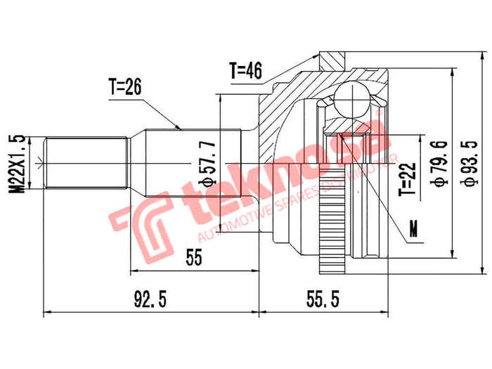 Outer Cv Joint Chrysler Pt Cruise 2.2 Om646 2003-2006 Ch5714A