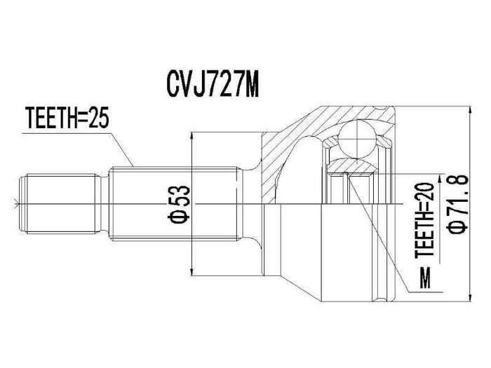 Outer Cv Joint Ford Fiesta,Figo,Ikon- Cvj727M