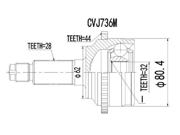 Outer CV Joint Mazda 6 2.0,2.3 2003- - Cvj736M
