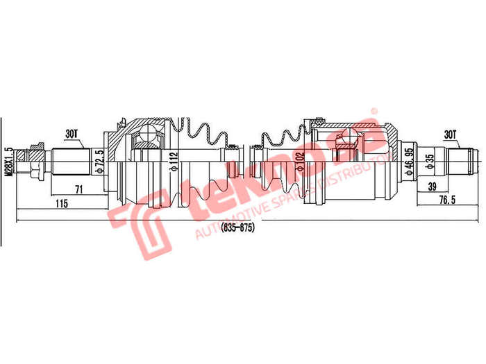 Ddriveshaft Toyota Hilux D4D Toyota Hilux Mk Vii 2005-2014 D4D 2.5D 3.0D Dto600