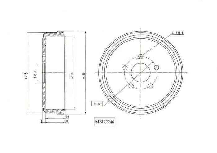 Brake Drum Vw Motopart (Mbd2246)