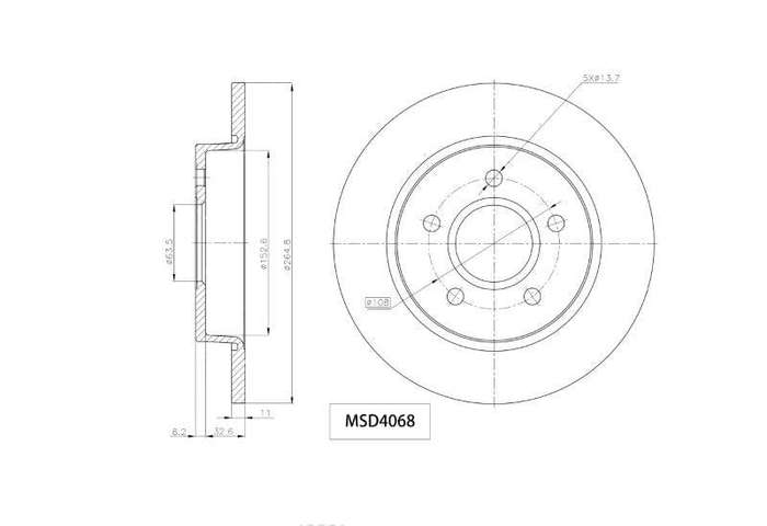 Brake Disc Solid Rear Ford Focus Ii 1.6,1.8,2.0 2005 2012 (Single)