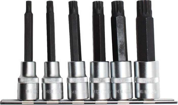 6Pc 1/2 Drive Spline Bit Sock Set 100Mm(M6-M16) AMPRO T33238