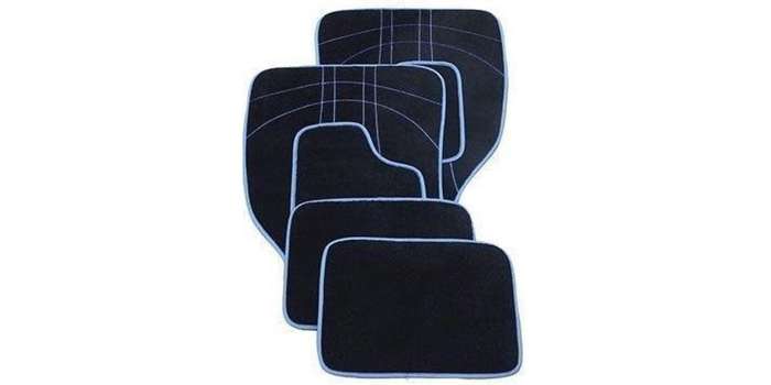 Autogear 4 Piece Carpet Mat Set - Black-Blue Trim