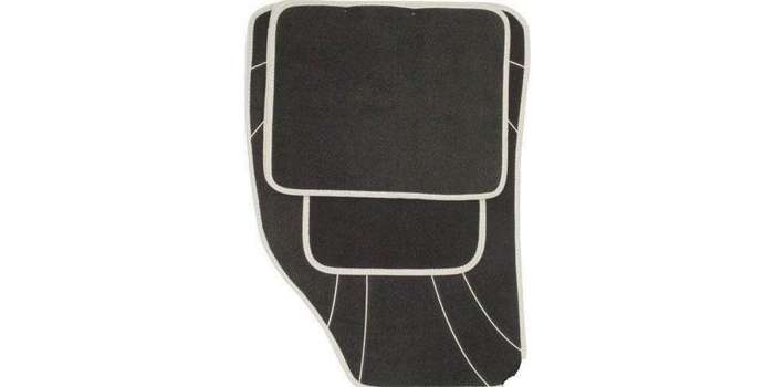 Autogear 4 Piece Carpet Mat Set - Black-Grey Trim