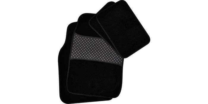 Autogear 4 Piece Carpet Mat Set - Black-Black Trim