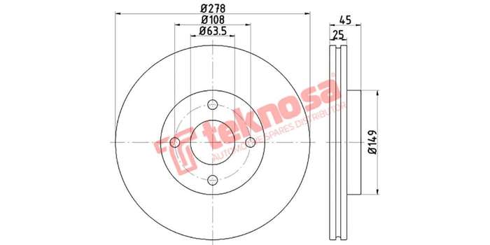Brake Disc Ford Fiesta 2.0St 05 08 (Front Vented)