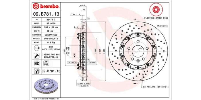 Brake Disc Front (1 In Box) Opel Astra J 2.0 Gtc (Brembo 09B78113)