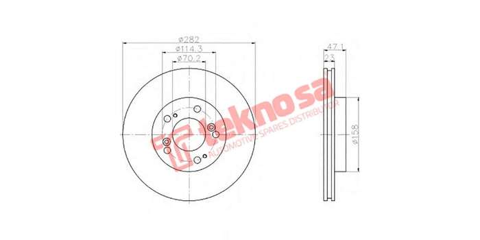 Brake Disc Honda Cr V 4X4 98 (Front Vented)