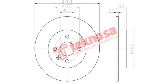 Brake Disc Opel Astra H 1.6 Meriva 1.6 03 (Rear Solid)