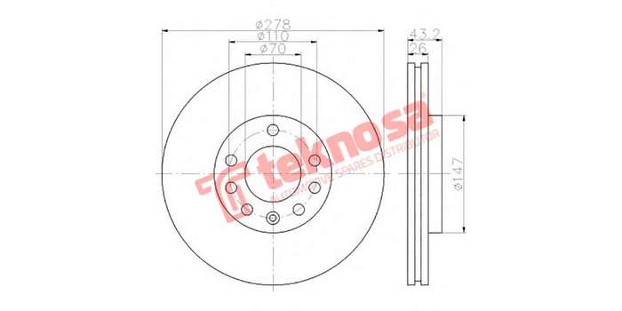 Brake Disc Opel CoRear Solida 1.7L Dti 09 (Front Vented)