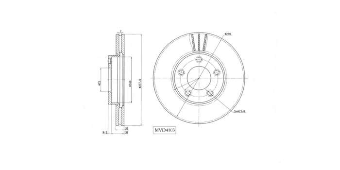Brake Disc Vented Front Mazda 3 1.6,2.0 2004 2014 (Single)