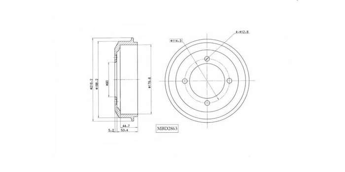 Brake Drum Rear Hyundai Accent I 1.3 1996 2000,Accent 2 2000 2002 (Single)