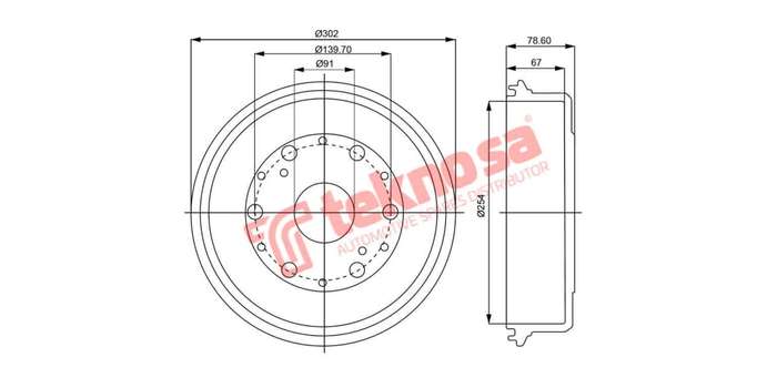 Brake Drum Toyota Hilux 2.0 2.4D 2.2 84