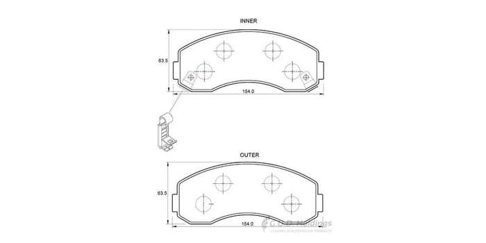 Brake Pads Front Hyundai H1 2.4 Mpi (2009 ) Kia K2700 2.7D Ldv (2001 ) (SAFELINE D3479S) (SET LH ...