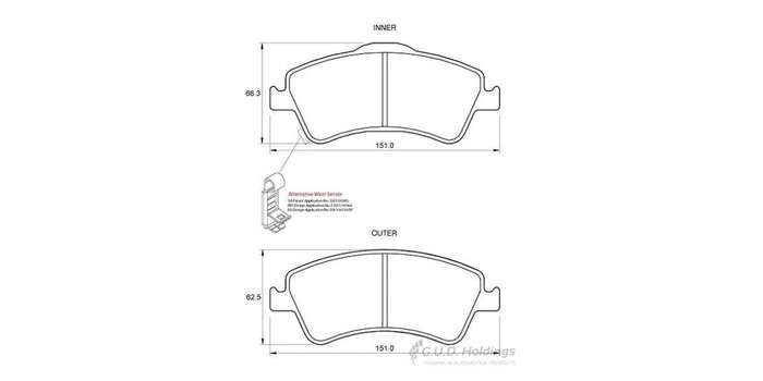 Brake Pads Front Toyota Auris 2007 Corolla 2010 (SAFELINE D3765S) (SET LH & RH Wheel)