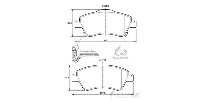 Brake Pads Front Toyota Auris Aurisx (07 15)Corolla (07 15) (SAFELINE D3587S) (SET LH & RH Wheel)