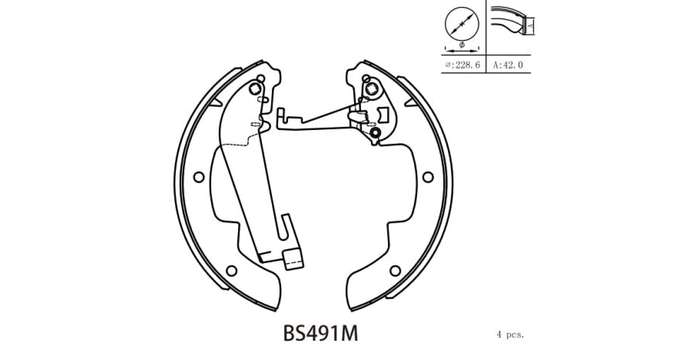 Brake Shoe 491 Opel Kadett (80 84) Toyota Condor (00 05) Corolla (79 88) Cressida (77 89) Stallio...