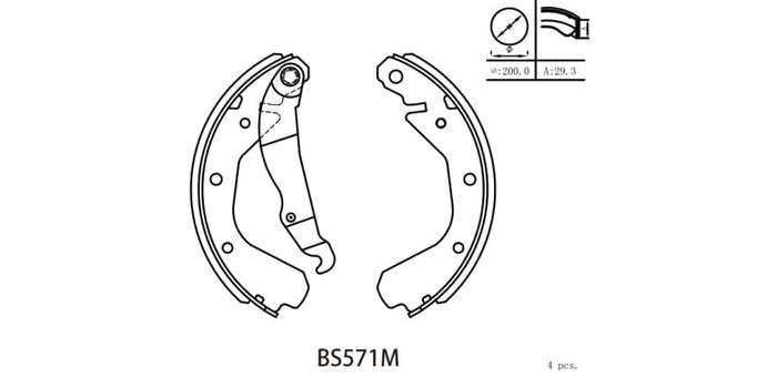 Brake Shoe 571 Oepl CoRear Solida Classic Lite, Hatch Sedan (1996 2007) (BS571M) MOTOPART