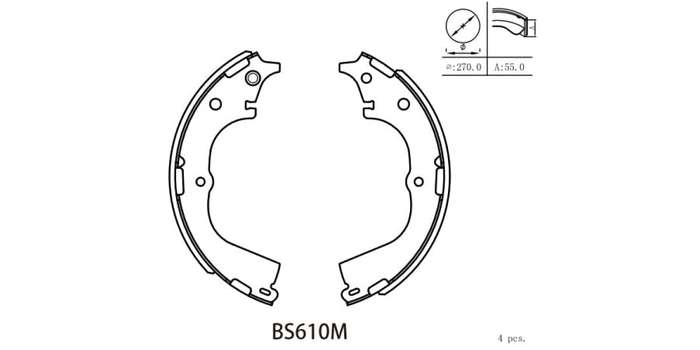 Brake Shoe 610 Cam Inyathi (07 09) Rhino (07 09) Daihatsu Rockey (97 02) Foton 2.2I (07 ) Gonox X...
