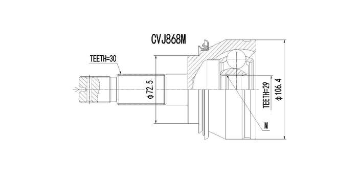 Outer Cv Joint Toyota Hilux 2.5 D-4D 2005-2016