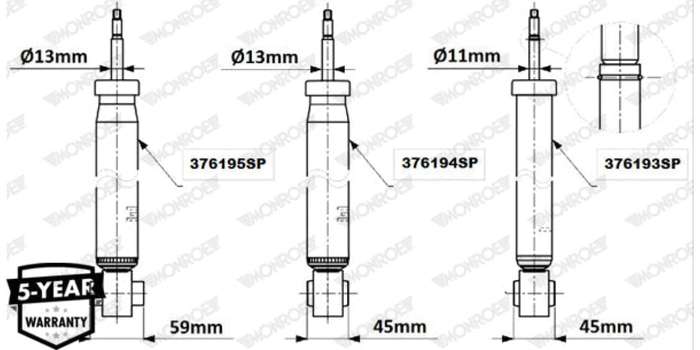 Shock Rear Audi A3/S3 Vw Golf 7 2012-2016> (MONROE)(376195SP)