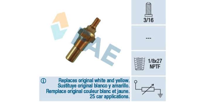 Temperature Switch 1Pin 1/8X27Nptf Ford (Kent,Essex,Koln) (FAE) (32080)