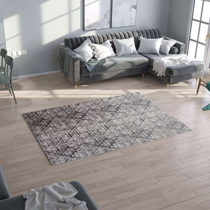 Digital Black Line Washable Rug