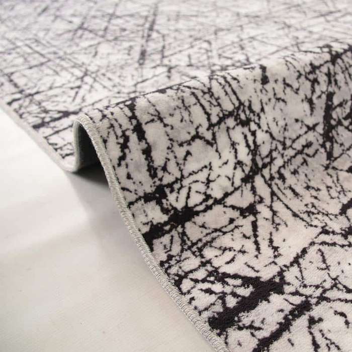 Digital Black Line Washable Rug